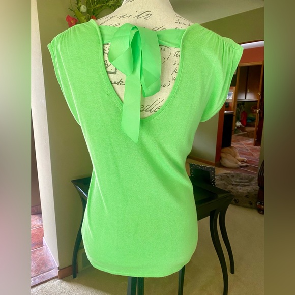 Hard to find EUC Vintage Lilly Pulitzer tank sweater top ribbon tie back green - Picture 2 of 9